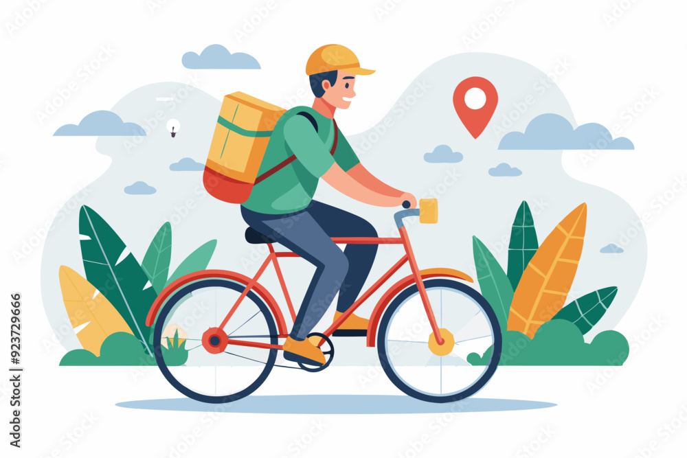 Delivery Person Riding a Bicycle Delivery Person Riding a Bicycle