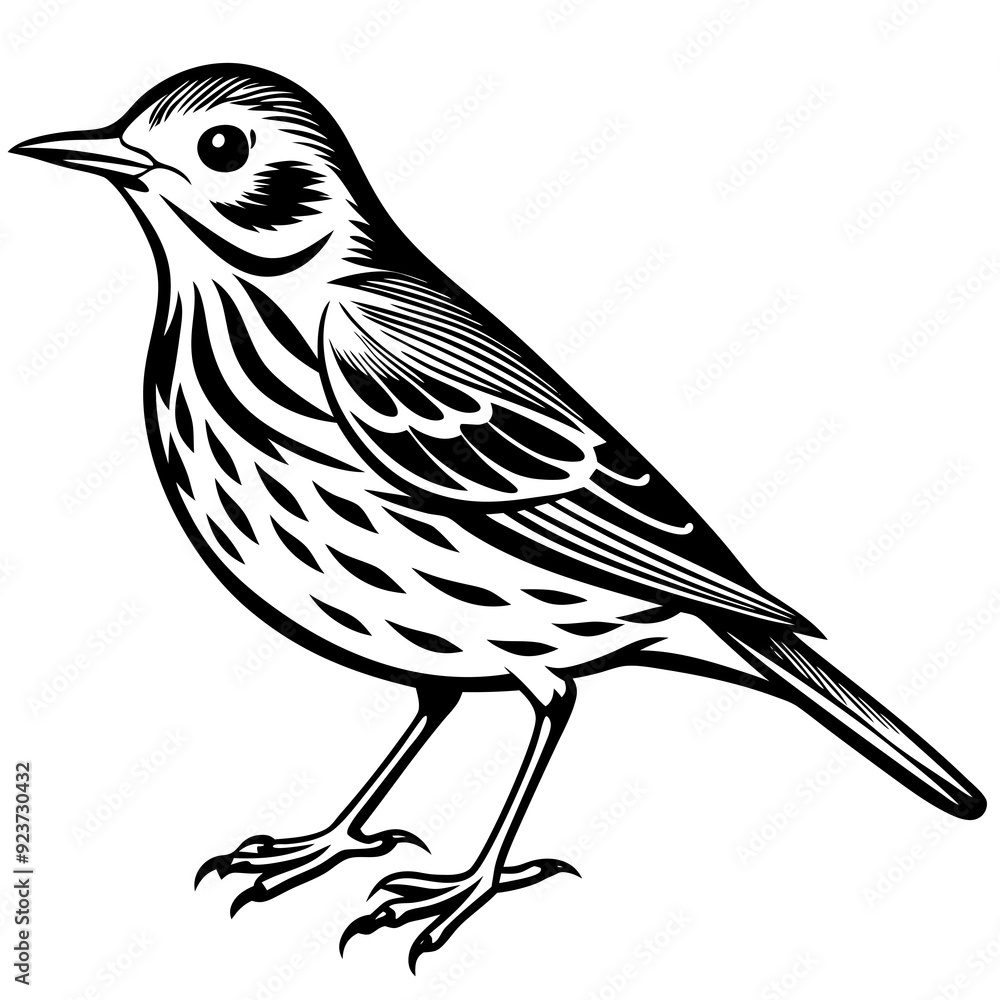 Fototapeta premium Pipit bird silhouette vector illustration