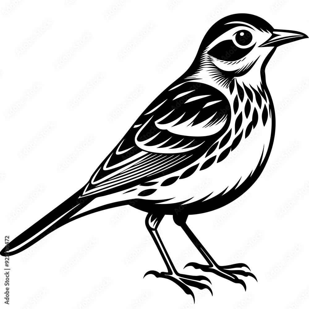 Fototapeta premium Pipit bird silhouette vector illustration