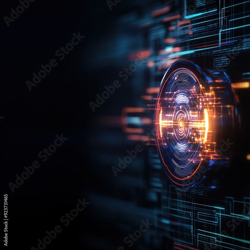 Wallpaper Mural Futuristic digital abstract showcasing vibrant circuits and glowing elements in a dark backdrop. Torontodigital.ca