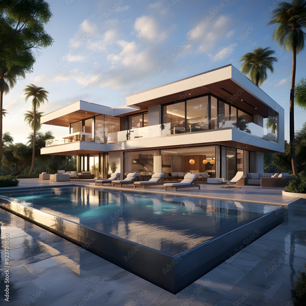 Fototapeta premium Modern Luxury Villa with Pool