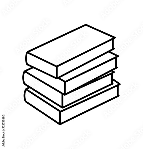 stack of books line art vector illustration