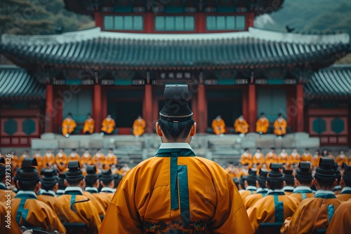 Wallpaper Mural Crowd Celebrating North Korean Ethnic Culture on the Streets in Traditional Attire. A Vibrant and Joyful Display of Cultural Heritage and National Pride. Capturing the Unity and Festive Spirit of a Tr Torontodigital.ca
