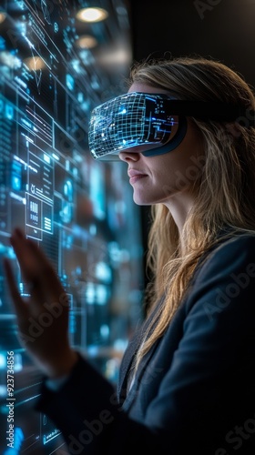 Businesswoman giving a presentation using advanced augmented reality technology