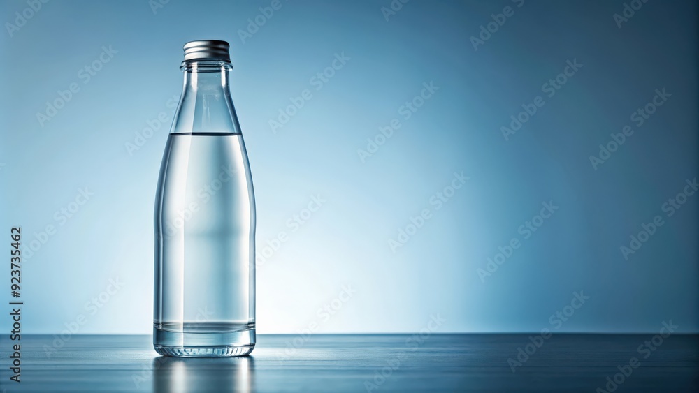 A clear glass bottle filled with pure water, symbolizing purity and cleanliness, purity, bottle, water,clean, fresh, hygiene A clear glass bottle filled with pure water, symbolizing purity and cleanliness, purity, bottle, water,clean, fresh, hygiene