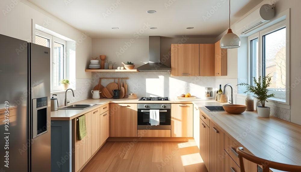 Scandinavian Kitchen with Light Wood Finishes and Modern Design Scandinavian Kitchen with Light Wood Finishes and Modern Design