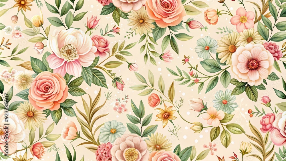 Floral seamless pattern with delicate flowers on a light background, spring, floral, seamless, design, nature, petals Floral seamless pattern with delicate flowers on a light background, spring, floral, seamless, design, nature, petals