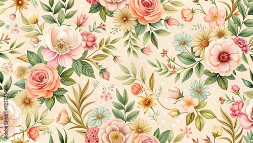 Wallpaper Mural Floral seamless pattern with delicate flowers on a light background, spring, floral, seamless, design, nature, petals Torontodigital.ca