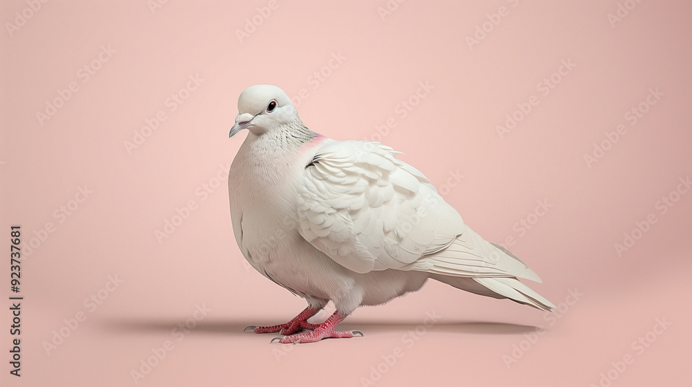 Serene Dove on Pink: A beautiful white dove poses gracefully against a soft pink backdrop, its pure feathers and gentle gaze emanating tranquility and peace. Serene Dove on Pink: A beautiful white dove poses gracefully against a soft pink backdrop, its pure feathers and gentle gaze emanating tranquility and peace.