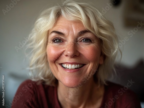 Contented Caucasian Woman, Smiling Portrait