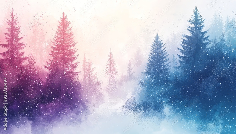 Wintery snowy forest background illustration Wintery snowy forest background illustration