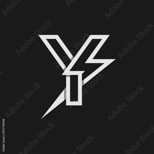 letter Y electric logo, tunder bolt design logo template, vector illustration
