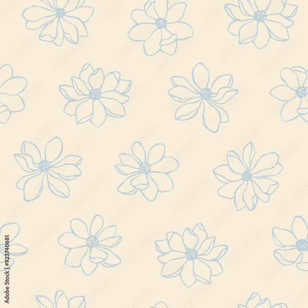 Magnolia pattern in pastel color. Elegant botanical seamless pattern for textile, wrapping paper. Vector endless background with spring flowers. Hand drawn charming magnolia branches Magnolia pattern in pastel color. Elegant botanical seamless pattern for textile, wrapping paper. Vector endless background with spring flowers. Hand drawn charming magnolia branches