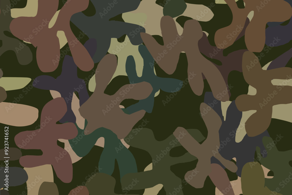 Fototapeta premium Modern Brown Pattern. Grey Camo Print. Military Vector Background. Abstract Camo Paint. Brown Vector Pattern. Digital Khaki Camouflage. Seamless Print. Hunter Woodland Camouflage. Army Dirty Canvas.