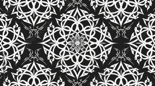 Intricate Geometric Pattern in Islamic Art Style with Detailed Symmetry and Design Elements