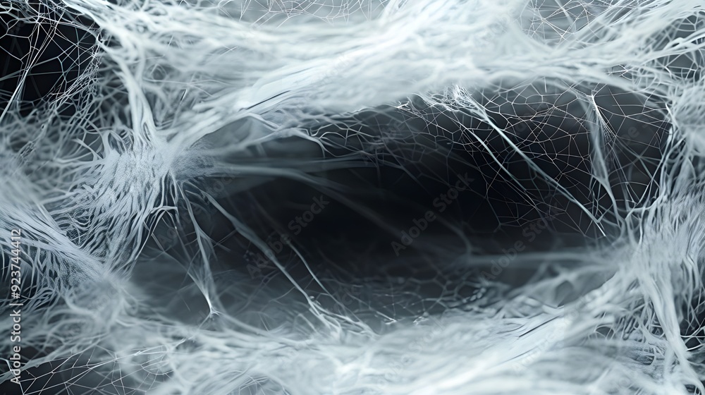 Intricate Spiderweb: A close-up of a delicate, intricate spiderweb, captured against a deep black background. Intricate Spiderweb: A close-up of a delicate, intricate spiderweb, captured against a deep black background.