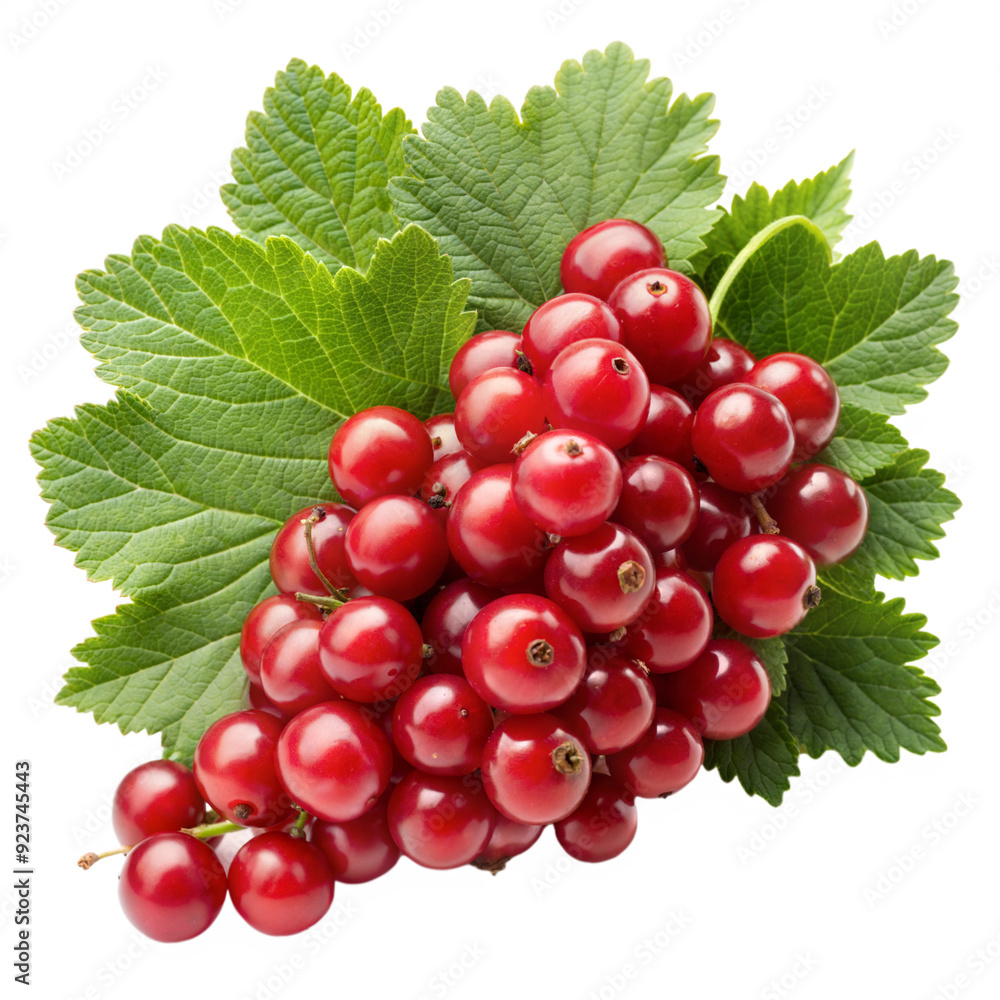 Red currant bunch with green leaves. Redcurrant pile, ripe red currant berries group isolated on white background. Red currant bunch with green leaves. Redcurrant pile, ripe red currant berries group isolated on white background.