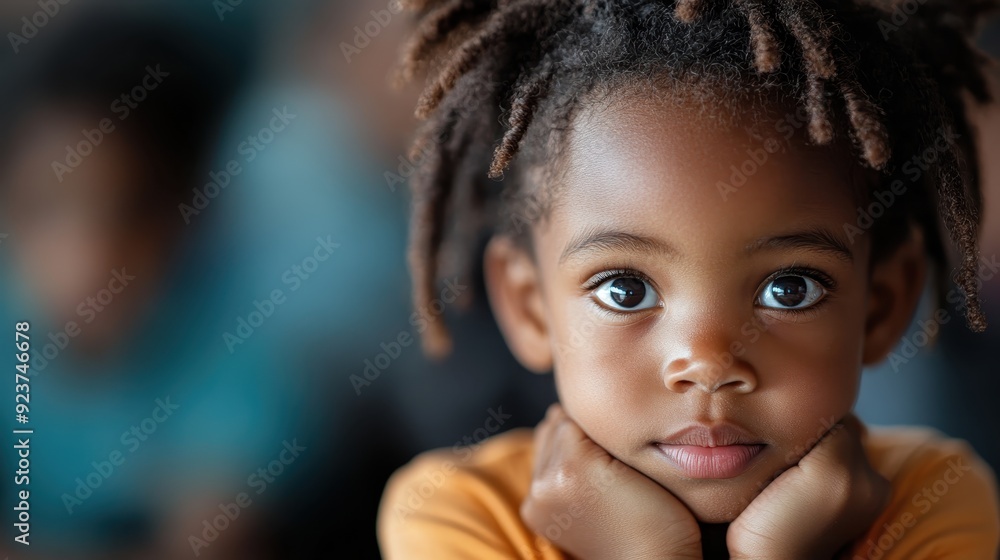 A close-up portrait of a young child with big expressive eyes, resting their chin on their hands, creating an innocent and captivating look. The background is softly blurred. A close-up portrait of a young child with big expressive eyes, resting their chin on their hands, creating an innocent and captivating look. The background is softly blurred.