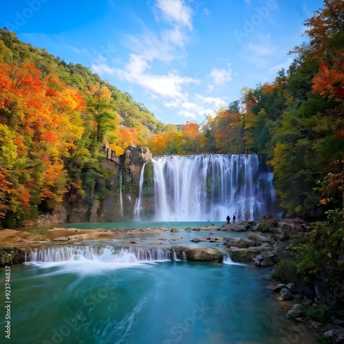 beautiful shot of a waterfall coming down from mountains