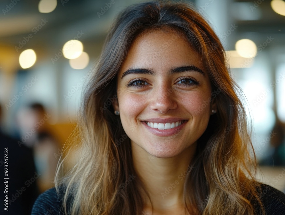 Radiant Smile - Empowered Woman in Modern Office Environment Radiant Smile - Empowered Woman in Modern Office Environment