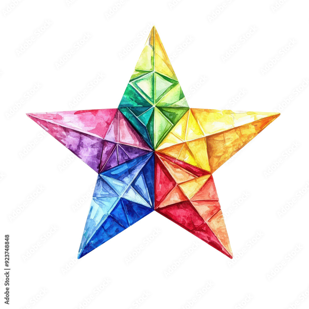 A colorful, geometric star design featuring vibrant shades and three-dimensional shapes, perfect for artistic projects. A colorful, geometric star design featuring vibrant shades and three-dimensional shapes, perfect for artistic projects.