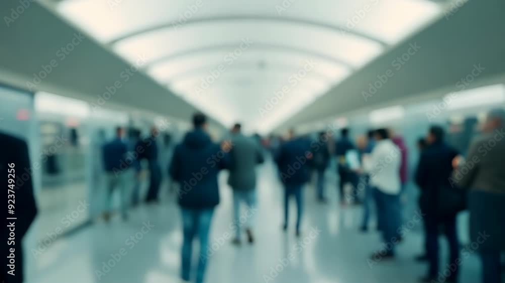 Crowded Building Interior with People and Blurred Background for Looping Effect Crowded Building Interior with People and Blurred Background for Looping Effect