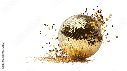 Obraz na płótnie Yellow disco ball transparent background w salonie