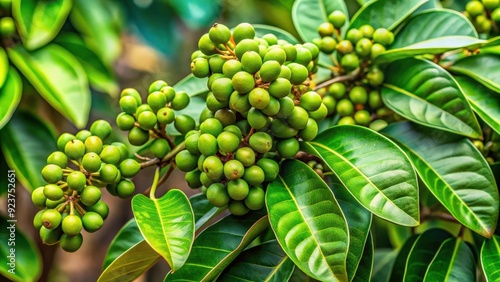 Griffonia plant with vibrant green leaves and seeds in West Africa, Griffonia simplicifolia