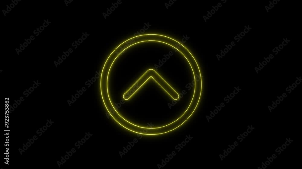 Up Circular Interface Button Icon - 4K Animated Design with Linear Symbol on Black Background Up Circular Interface Button Icon - 4K Animated Design with Linear Symbol on Black Background