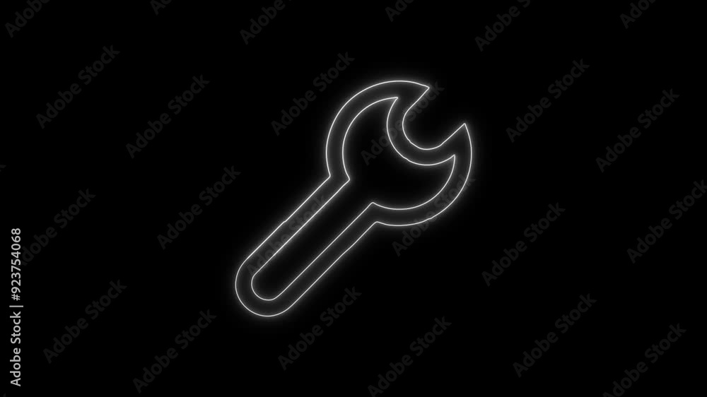 Wrench Outline Icon - 4K Animated Design with Linear Symbol on Black Background Wrench Outline Icon - 4K Animated Design with Linear Symbol on Black Background