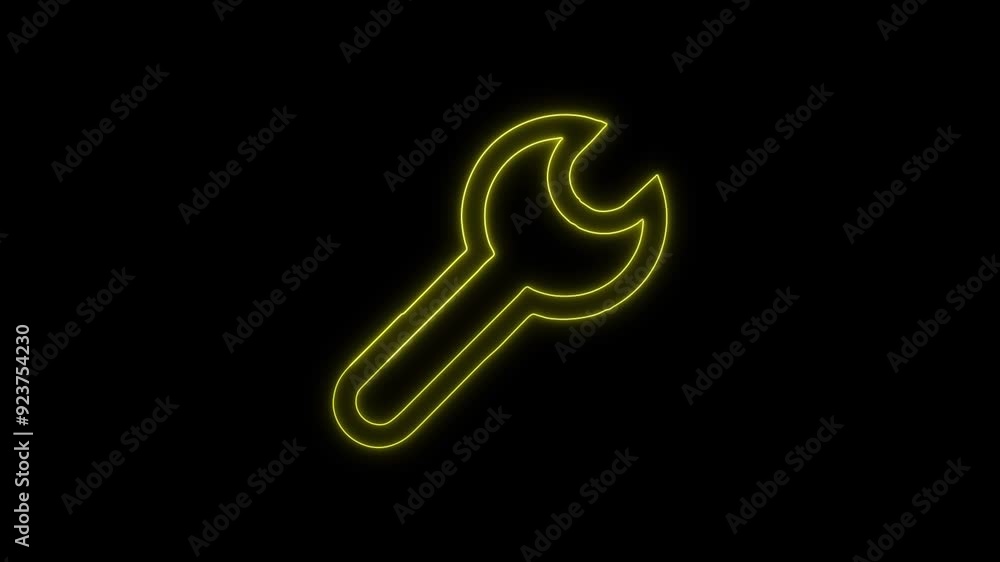 Wrench Outline Icon - 4K Animated Design with Linear Symbol on Black Background Wrench Outline Icon - 4K Animated Design with Linear Symbol on Black Background