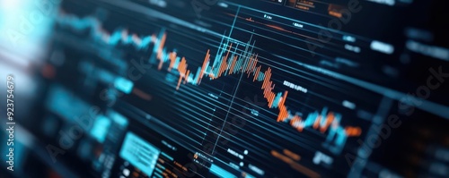Close-up of a digital stock market graph displaying trends and data analysis for financial investment insights.