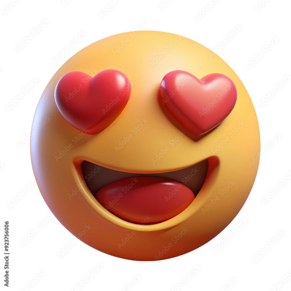Yellow 3D Emoji With Heart Eyes Yellow 3D Emoji With Heart Eyes
