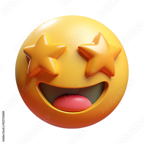 Yellow Smiling 3D Emoji With Star Eyes