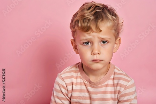 Portrait of a sad and depressed young boy