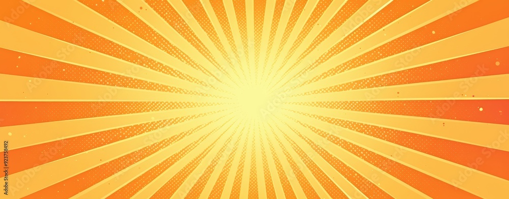 Obraz premium An old-school comic book background with a bold sunburst design in orange and yellow hues