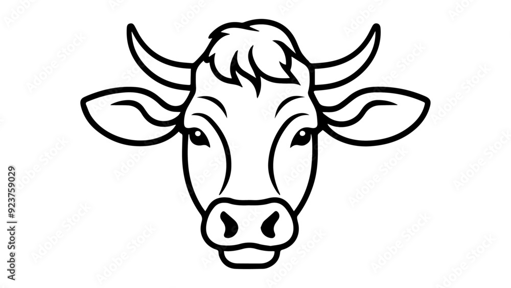 simple beautiful illustration of a cow head in vector on white background simple beautiful illustration of a cow head in vector on white background
