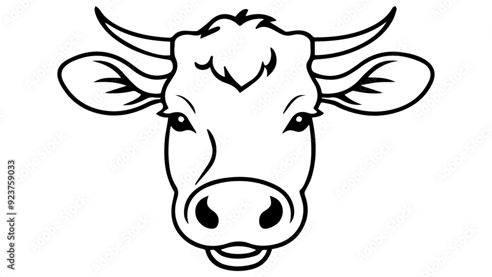 simple cow head line art cartoon vector illustration simple cow head line art cartoon vector illustration