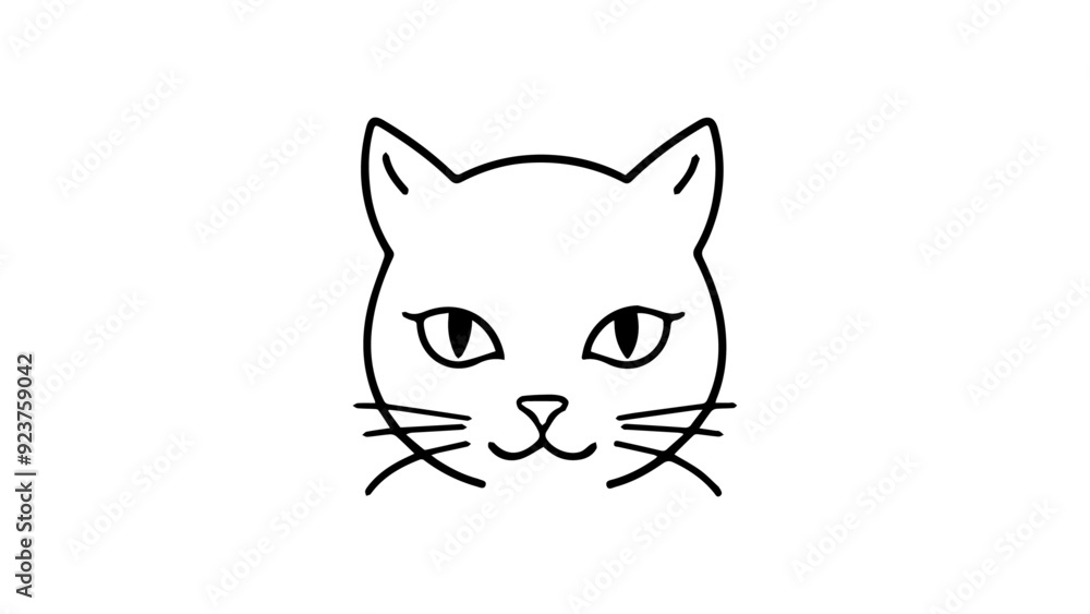 Fototapeta premium cat face outline illustration in vector on white backgorund