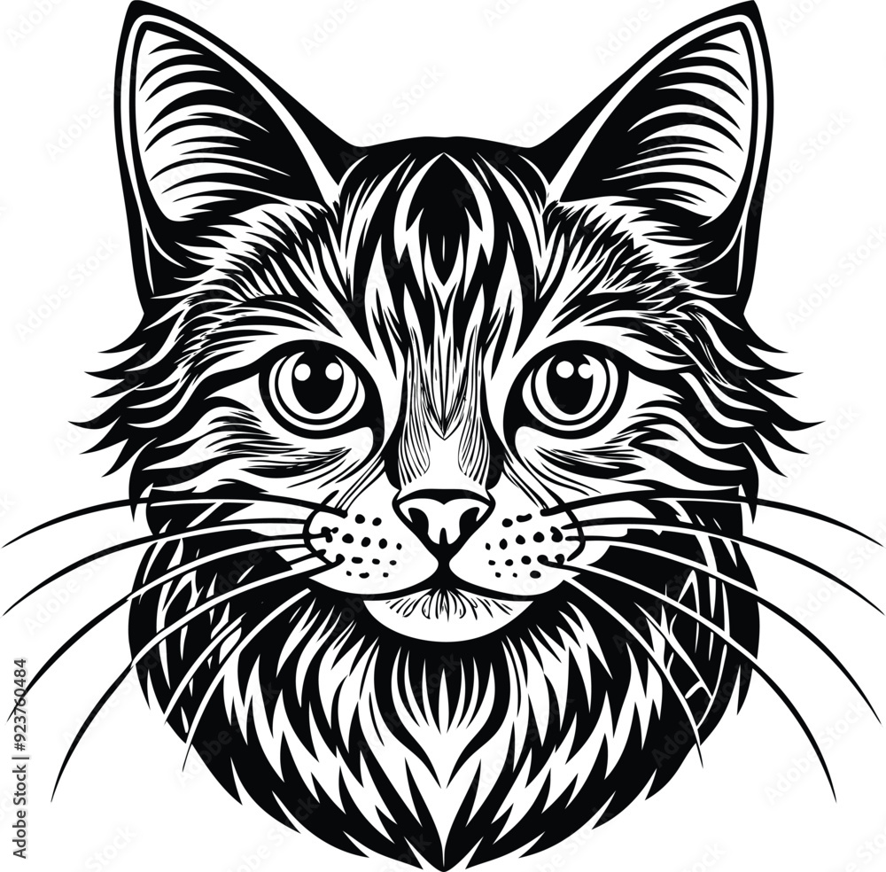 a black and white drawing of a cat with a black and white face. a black and white drawing of a cat with a black and white face.