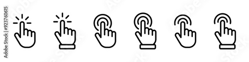 Click hand cursor icon set
