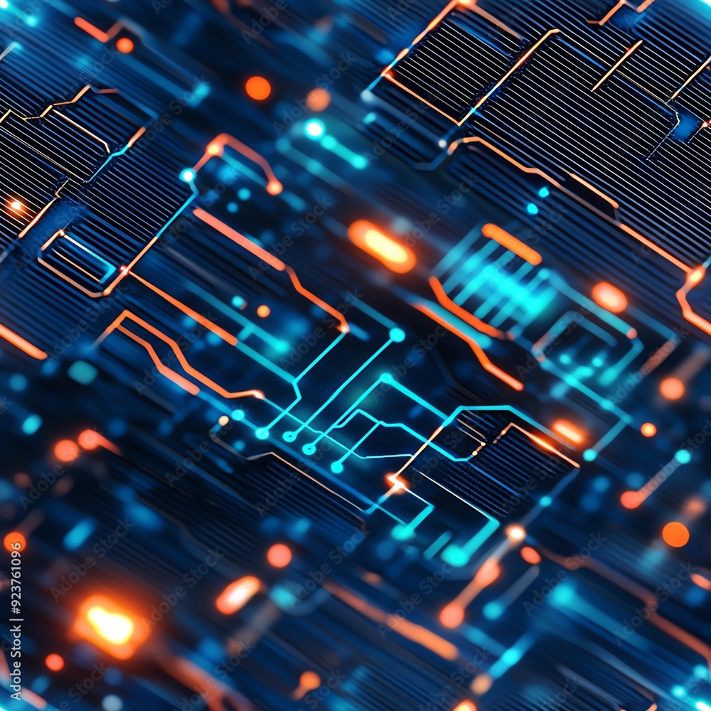 Abstract technology background featuring a circuit board pattern with blue lines and digital elements Abstract technology background featuring a circuit board pattern with blue lines and digital elements