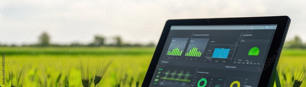Smart Farm Irrigation Dashboard on Modern Background with Copy Space Smart Farm Irrigation Dashboard on Modern Background with Copy Space