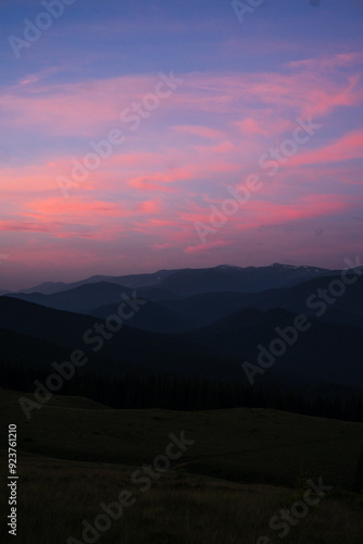 landscape in the mountains, sunset, sunrise