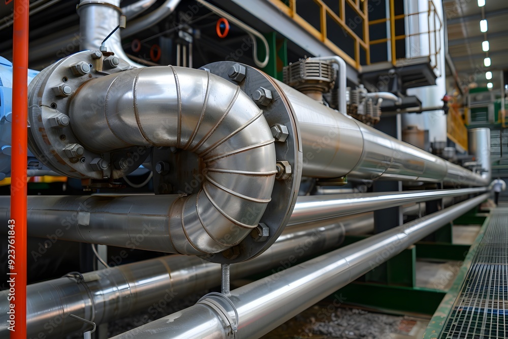 Industrial pipes and machinery in a factory. Industrial pipes and machinery in a factory.
