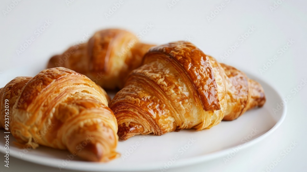 Freshly Baked Croissants on a White Plate Freshly Baked Croissants on a White Plate