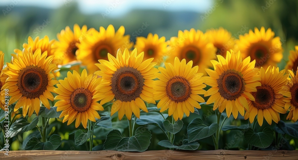 Obraz premium Sunflowers in a Field of Green