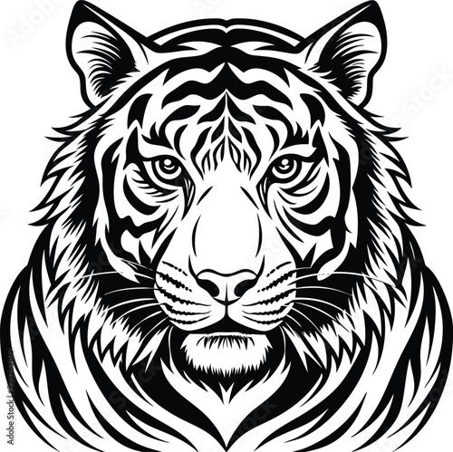 a black and white tiger with a black and white pattern on its face