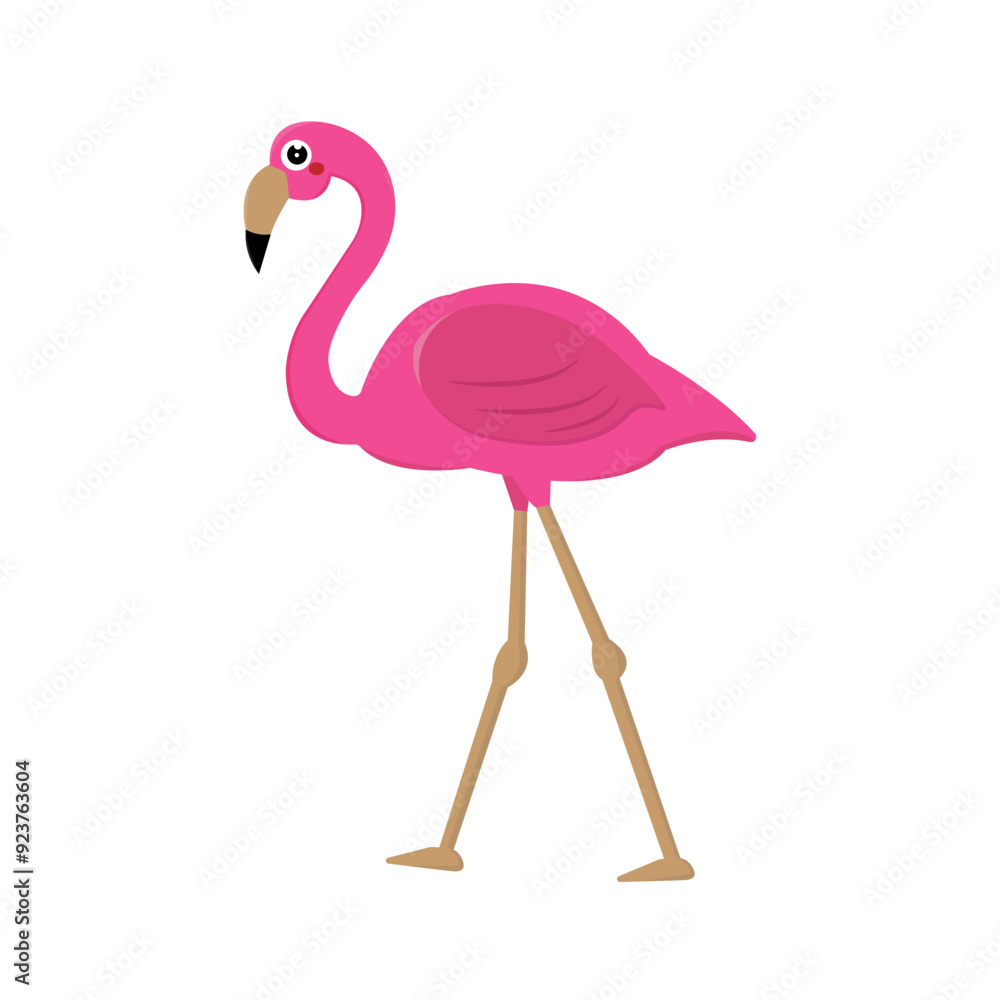 Fototapeta premium vector pink flamingo isolated on white background. mascot character illustration.