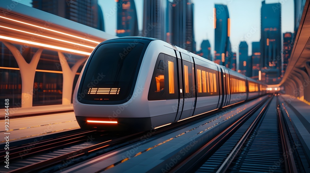 Fototapeta premium A futuristic city with cutting-edge transportation systems and energy-efficient infrastructures